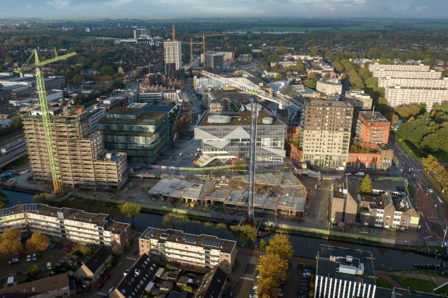 Luchtfoto CityPromenade in aanbouw