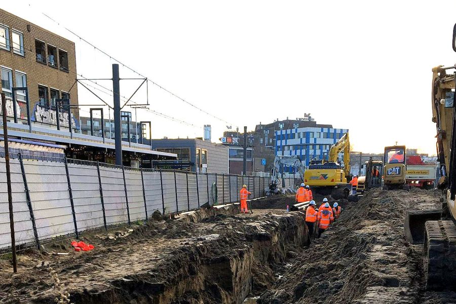 Werkzaamheden aan de trambaan