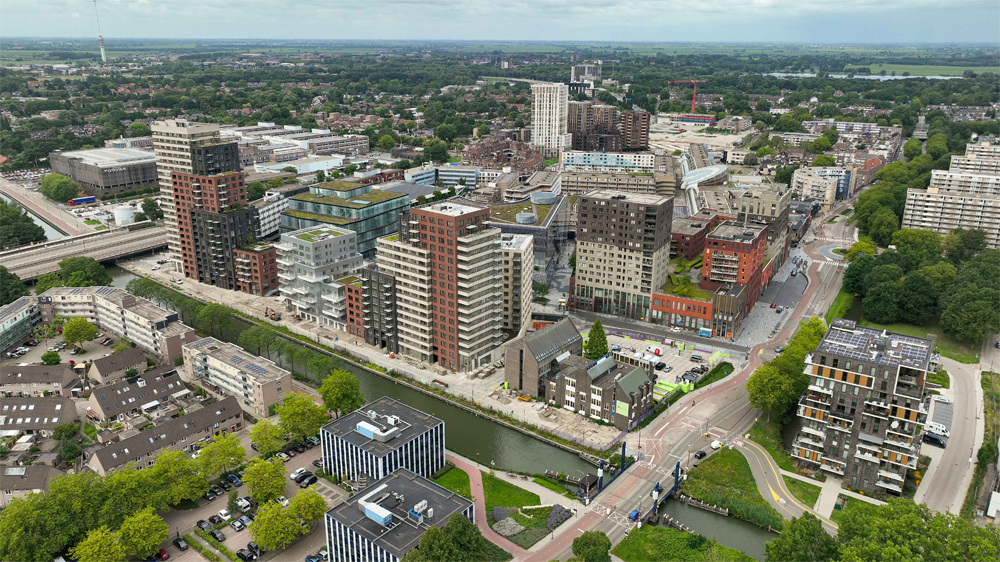 Luchtfoto CityPromenade in aanbouw