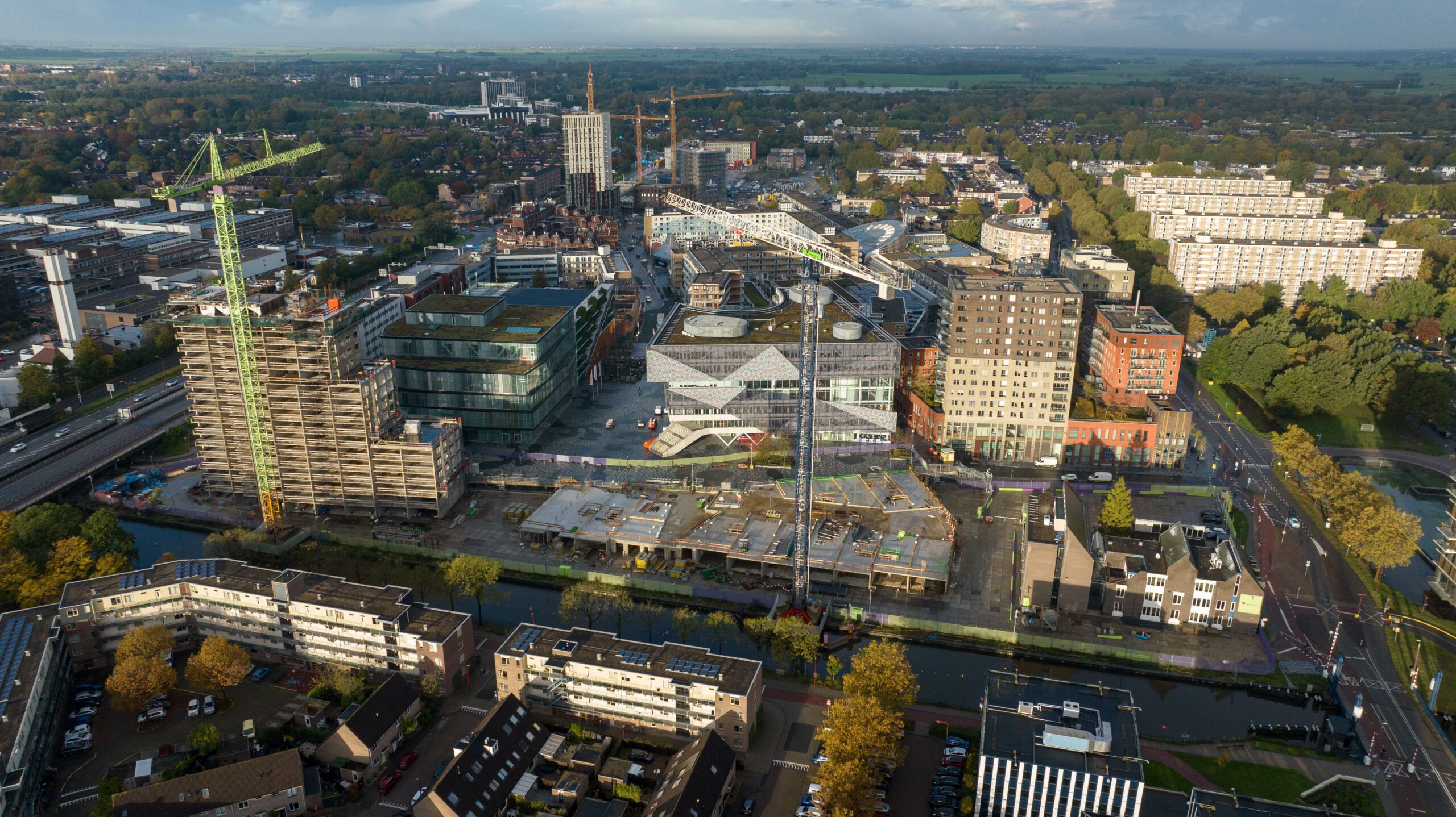 Luchtfoto CityPromenade in aanbouw