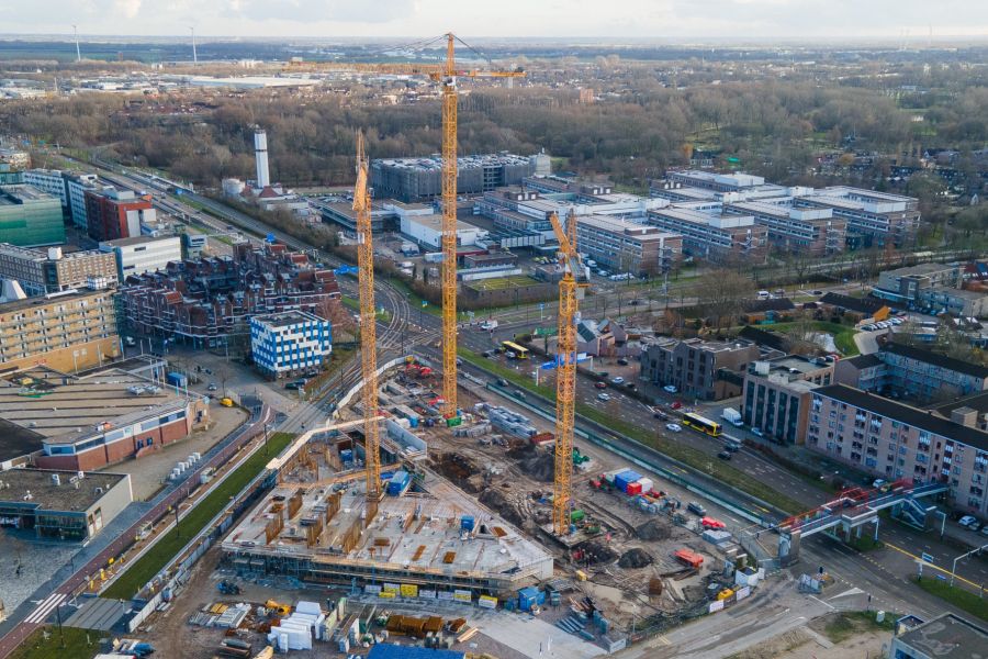 Luchtfoto Stationsgebied 19 januari 2023