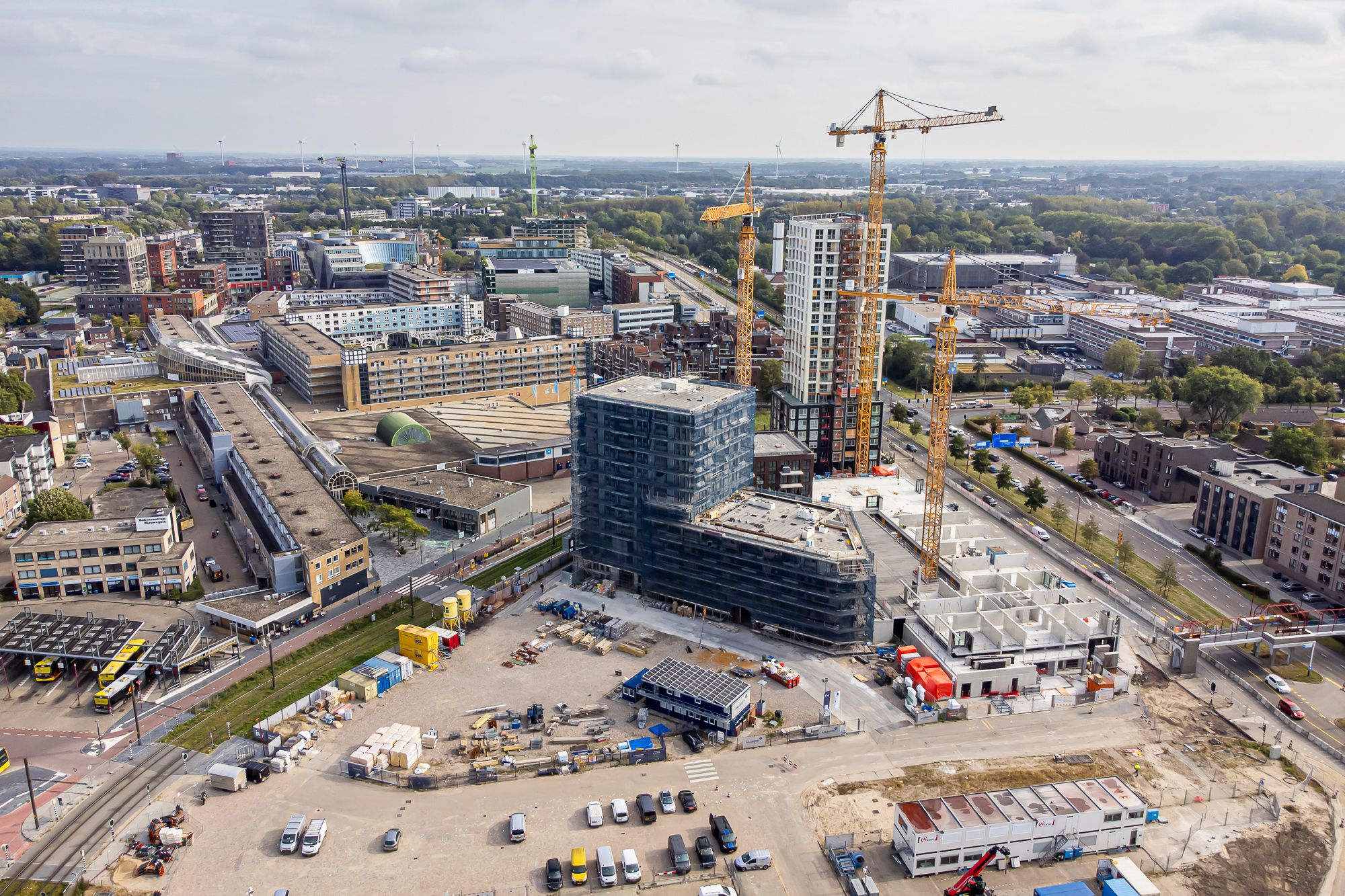 Luchtfoto Stationsgebied in aanbouw